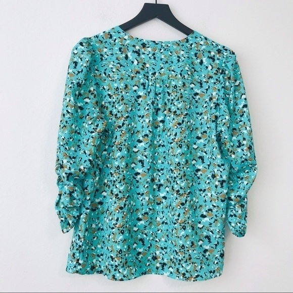 Joie Ruched Puff Sleeve Ditsy Floral Oversized Retro Top Blouse - Picture 4 of 12